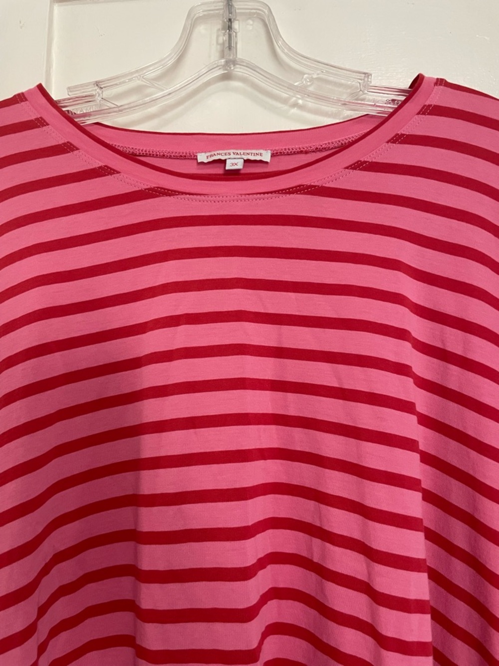 Frances Valentine Pink and Red Striped Long Sleeve Tee size 3x - Picture 2 of 6